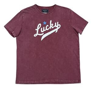 Lucky Brand Mens Red Stitched Lucky T Shirt Size XL